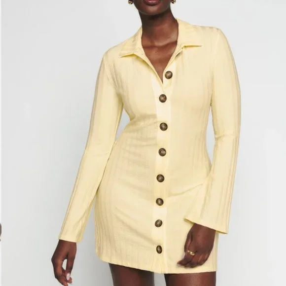 REFORMATION Benton Knit Dress Buttercream / SIZE M - Picture 4 of 7